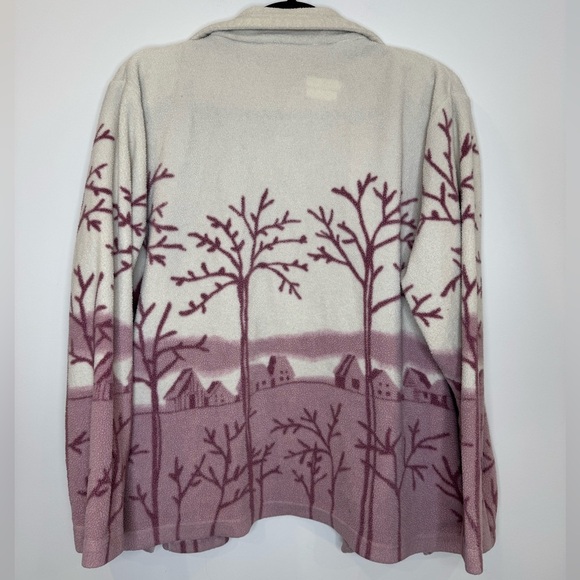 Vintage sherpa Women's Cream Purple cozy winter open Cardigan - Picture 7 of 7